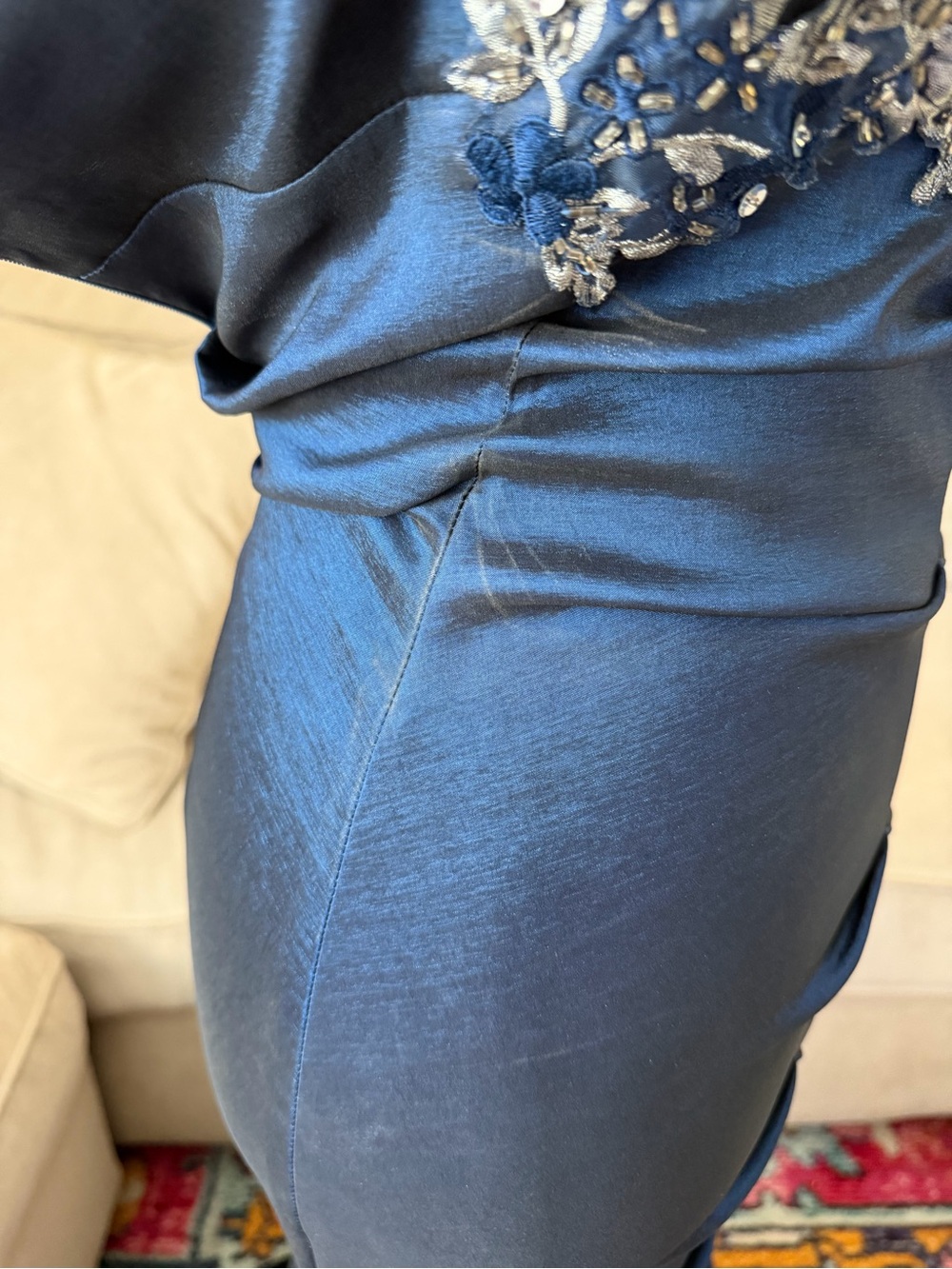 Cache Deep Blue One Shoulder Dress Formal Dress Size 2 Mermaid Style - Picture 5 of 11